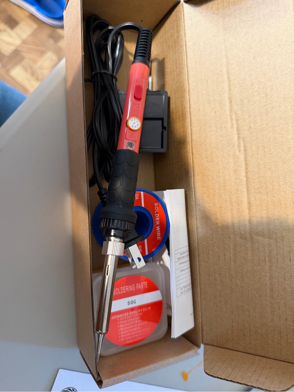 Red Soldering Iron Kit - Portable Electronics Soldering Tool